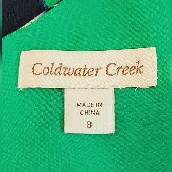 Coldwater Creek Kelly Green Floral V-neck Sleeveless Tie Maxi Dress Size 8 - Picture 8 of 10